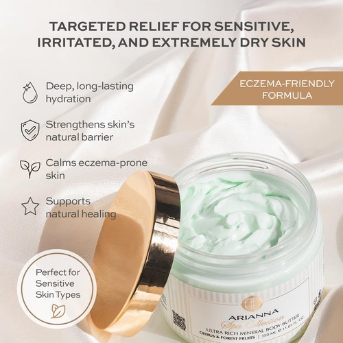 Arianna Skincare Ultra Rich Mineral Body Butter Dead Sea Body Butter For Dry Skin Repair Rich Vegan Hydrating Moisturizer (Milk & Honey)