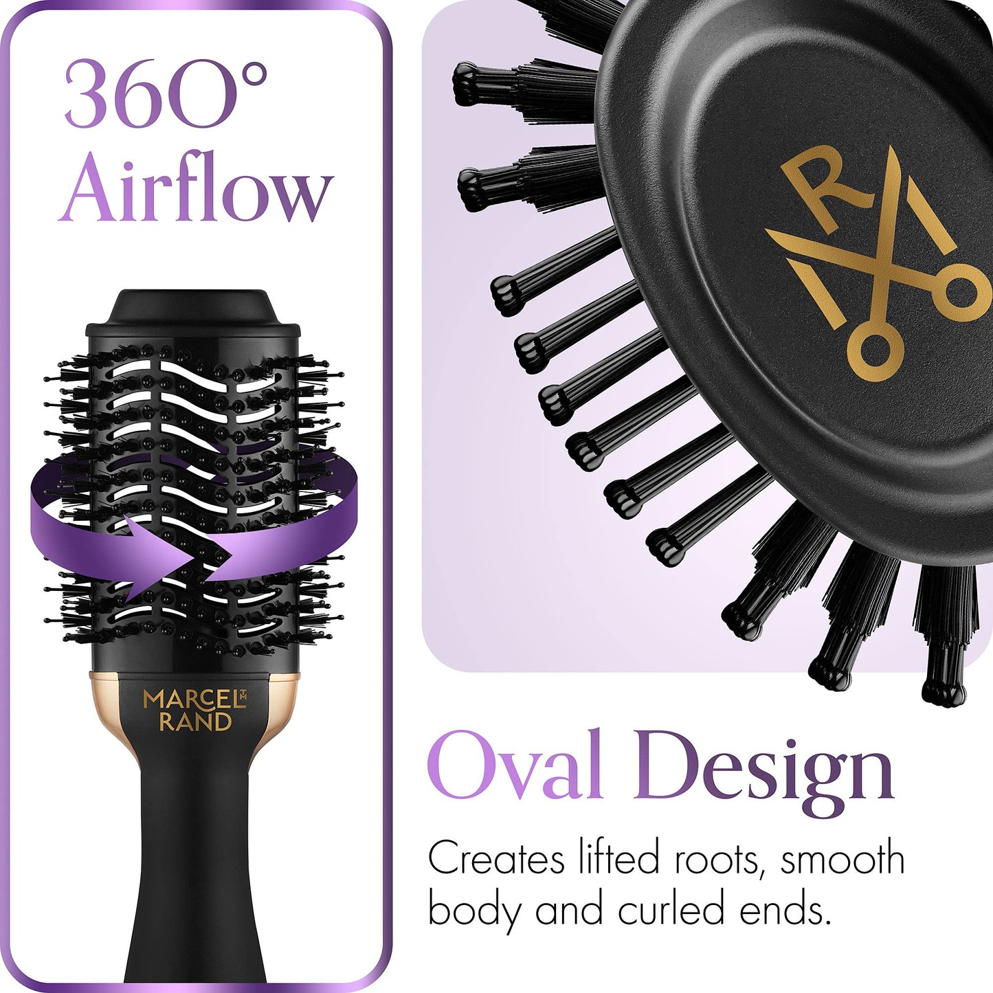 Professional 2 in 1 Volumizing Oval Hair Brush Dryer for Women, 75MM with Hard Travel Case and Premium Gift Box, Black & Gold