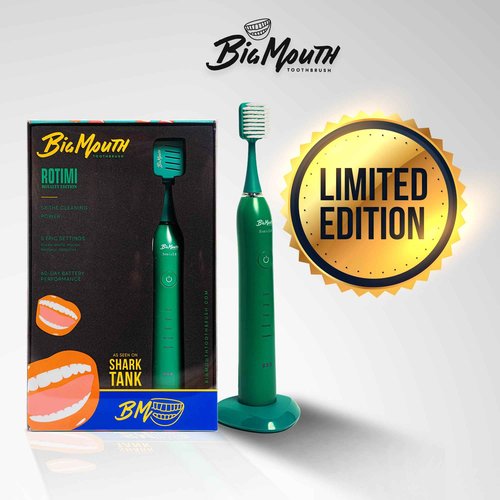 Big Mouth Electric Toothbrush for Adults by Dr Bobbi (Patented) Travel Toothbrush Retain One Charge for 42 Days Ultrasonic Rechargeable 5 Modes & 2 Minutes Auto Timer Rotimi Royalty Edition (green)