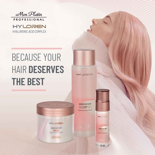 Mon Platin Professional Hair Mask for Damaged Hair & Straightened , 500ml - HYLoren Smoother with Hyaluronic Acid, Deep Conditioning Treatment, Anti-Frizz Conditioner
