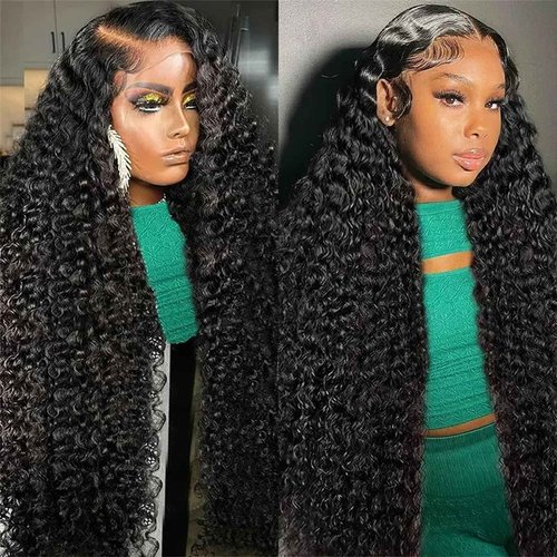 Tyiu 12 Inch Deep Wave Lace Front Wigs Human Hair Wigs for Women 13x6 Deep Curly Lace Frontal Wigs 250 Density HD Lace Front Wigs Human Hair Pre Plucked with Baby Hair