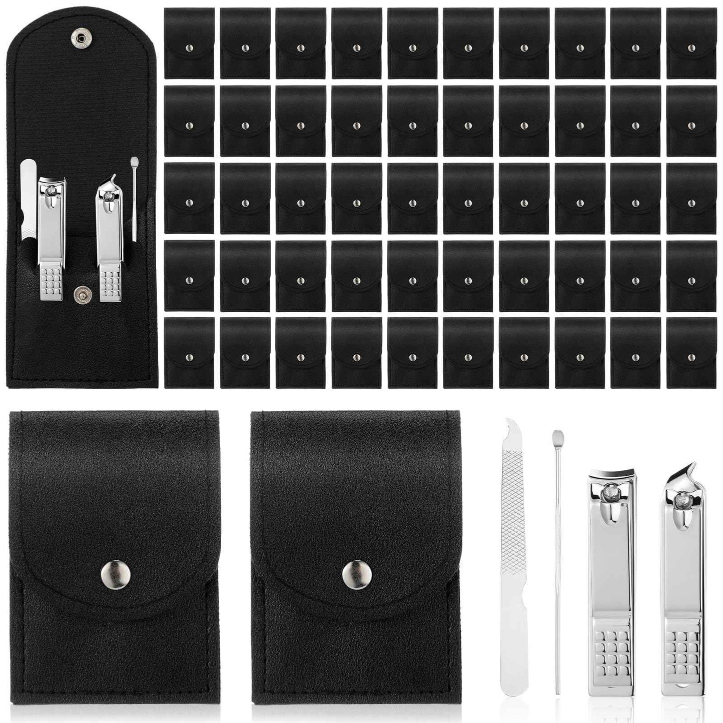 Geosar 50 Set Travel Manicure Kit Bulk Professional Nail Clippers Pedicure Nail Care Tools Grooming Stainless Steel Set with Portable Travel Case, Gift for Christmas Men Women(Black)