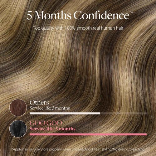 GOO GOO Tape in Hair Extensions Human Hair, 4/27/4 Balayage Chocolate Brown to Caramel Blonde, 8cm Wide Tape, 18inch 10pcs 50g, Tape Weft Hair Extensions, Real Human Hair, Seamless Tape in
