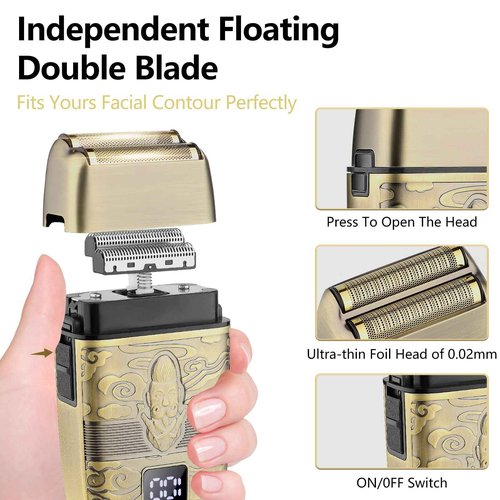 Soonsell Men's Professional Hair Clippers & Trimmer Set with T-Blade, Nose Trimmer, Foil Shaver and LCD Display Display(Bronze
