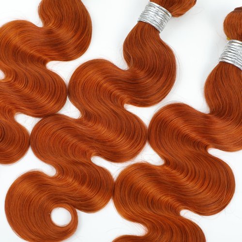 HERMOUS 12A Ginger Body Wave Bundles Human Hair, Soft And Shed-Free Colored #350 Copper Burnt Orange 3 Bundles Double Weft 100% Unprocessed Brazilian Remy Hair Ginger Sew In Wavy 10 12 14 Inch
