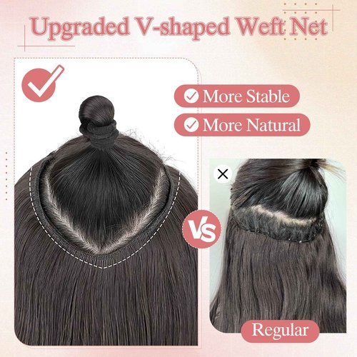 SEGO Pro One Pieces Clip in Hair Extensions Human Hair Upgraded V-Shaped 5 Clips in Hair Extensions Human Hair Long One Piece Hairpiece for Women,20 Inch,#02 Dark Brown,70g