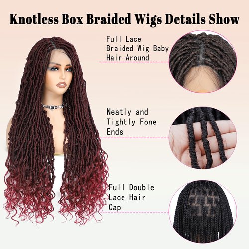 ROSEBONY 36" Full Lace Goddess Faux Locs Wig for Black Women Premium Hand-Braided Japanese Synthetic Fiber Wigs with Baby Hair Glueless Design Goddess Inspired Style Wigs with Curly Ends