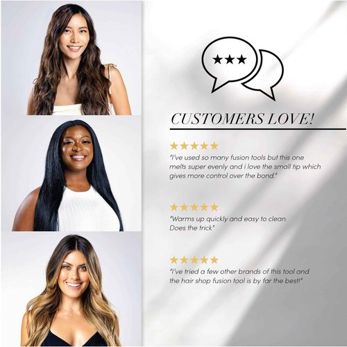 Pro Fusion Tool by The Hair Shop - Keratin Melting Connector Machine for Hair Extensions, Matte Black Ergonomic Patented Design - Professional Salon Heat Tool for Keratip