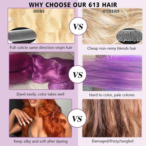 613 Bundles Human Hair Body Wave 18 20 22 Inch Blonde Human Hair 3 Bundles 12A Grade 100% Unprocessed Brazilian Virgin Hair 613 Body Wave Bundle 300G Machine Double Weft