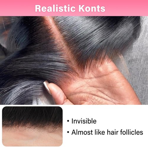 WOWANGEL 2x6 0.095mm Ultra-Thin Skinlike Real HD Lace Frontal & Closure,Body Wave Natural Hairstyles,Pre-Plucked Invisible Hairline,Unprocessed Virgin Human Hair,Invisible Knots HD Lace,20inch