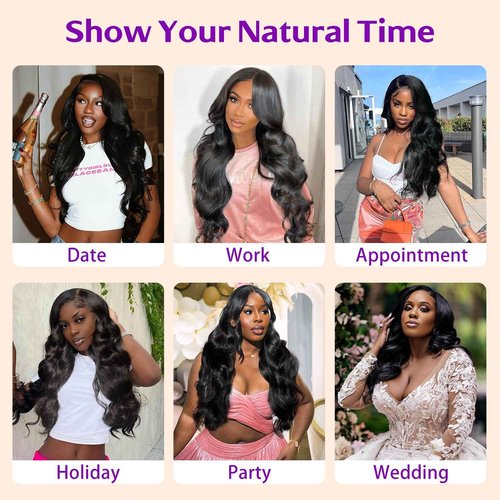 Wgfd 13x6 Body Wave Lace Front Wigs Human Hair Pre Plucked 180% Density HD Transparent Lace Frontal Wigs for Women Bleached Knots with Natural Hairline 22Inch