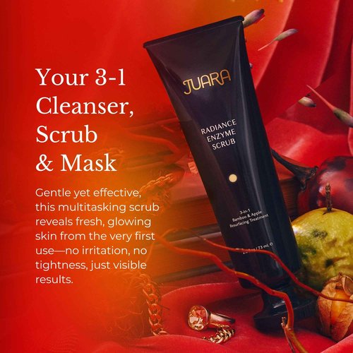 JUARA - Radiance Enzyme Scrub | Sensitive Exfoliant | Brightening Facial Cleanser | Pore Clarifier | Invigorating, 3-1 Face Wash | Cruelty Free, Paraben & Sulfate Free, Vegetarian | 2.5 oz (2 Pack)