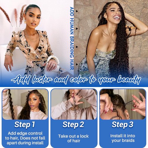 Bizvus 24inch Human Braiding Hair for Boho Braids 110g Deep Wave Boho Bulk Human Hair for Braiding Knotless 12A Wet and Wavy Bulk Bohemian Curly 3 Bundles/Pack #99j Burgundy Color