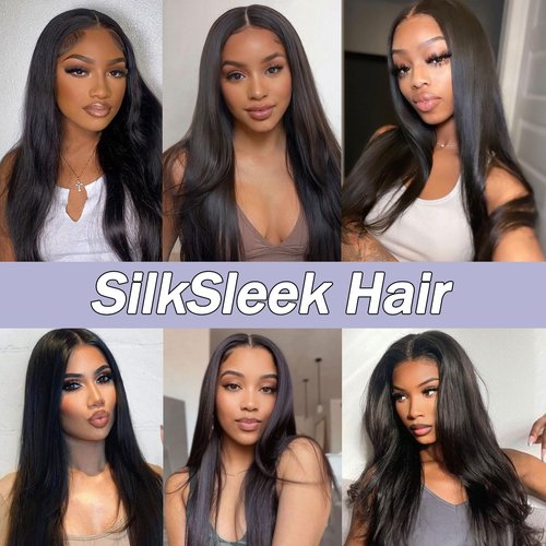 SilkSleek Straight Hair Bundles - 10 12 14 Inch | 100% Unprocessed Brazilian Virgin Human Hair | 3-Pack Quick Weave Bundles with Glossy Finish for Women
