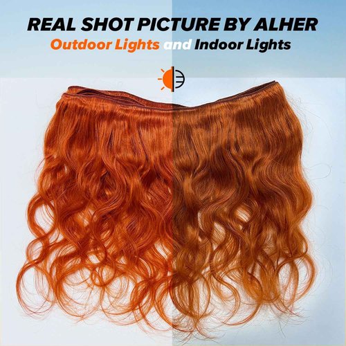 ALHER #350 Ginger Bundles Human Hair Body Wave 12A 100% Brazilian Virgin Remy Hair for Black Women Soft Thick Copper Orange Color 12 14 16 Inch