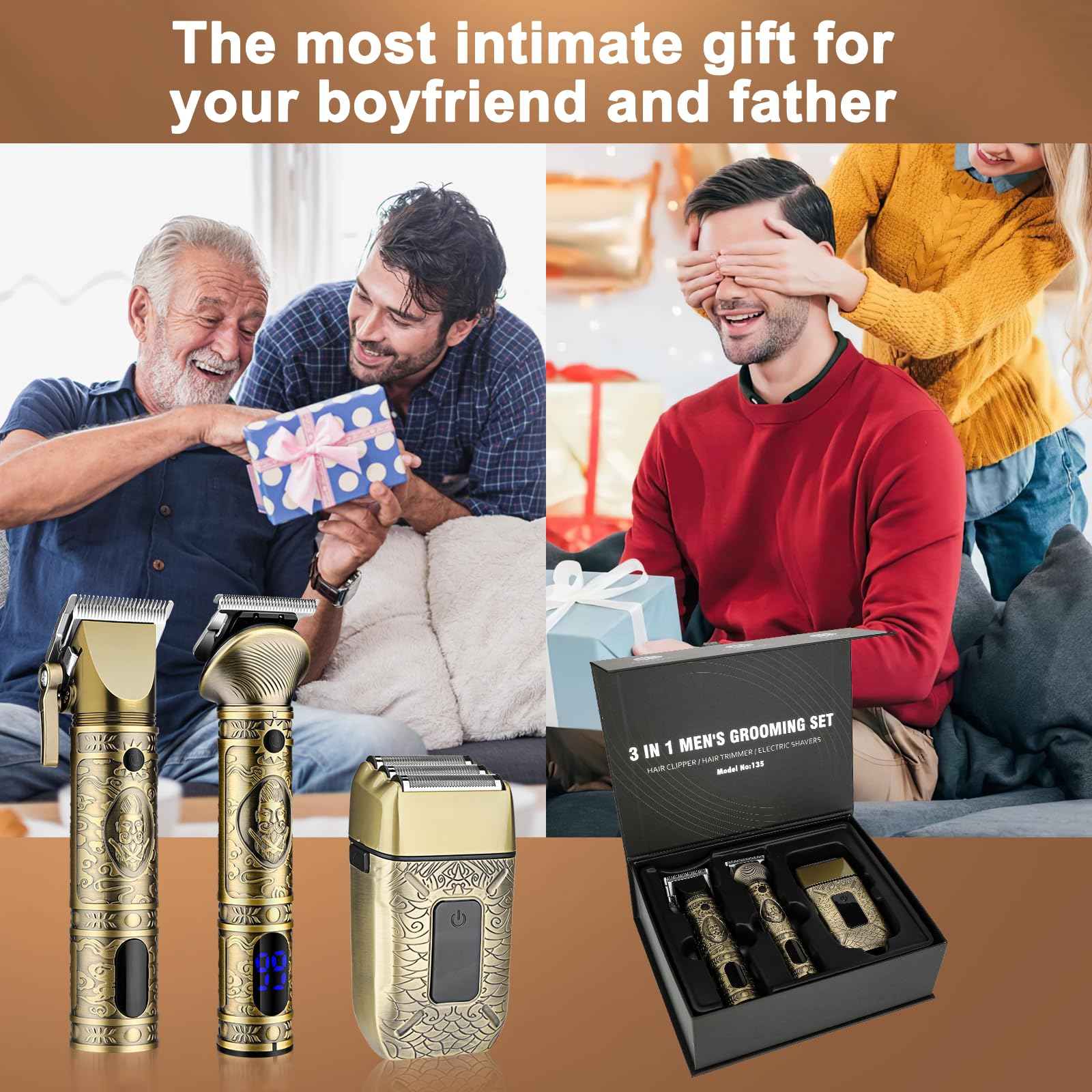 GSKY Professional Hair Clippers, Beard Trimmer for Men Electric Razor, Clippers and Trimmers Set Shavers for Men, Barber Clippers Hair Cutting Kit