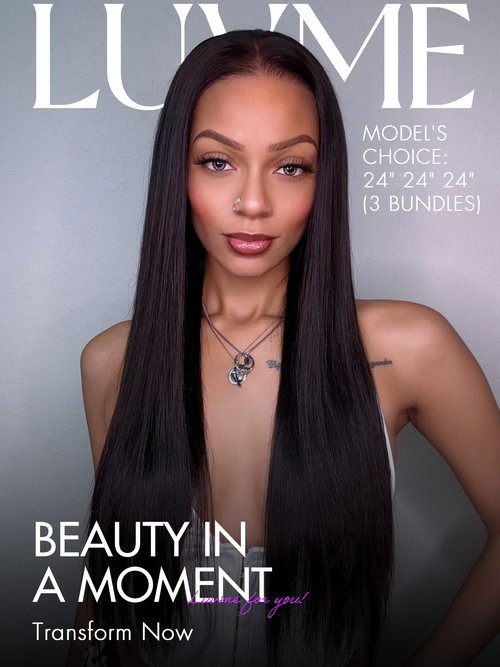 LUVME HAIR Clip in Hair Extensions, Silky Straight Human Hair Clip in Extensions for Women, Natural Black Hair Extensions, 70g 3pcs 22 Inch