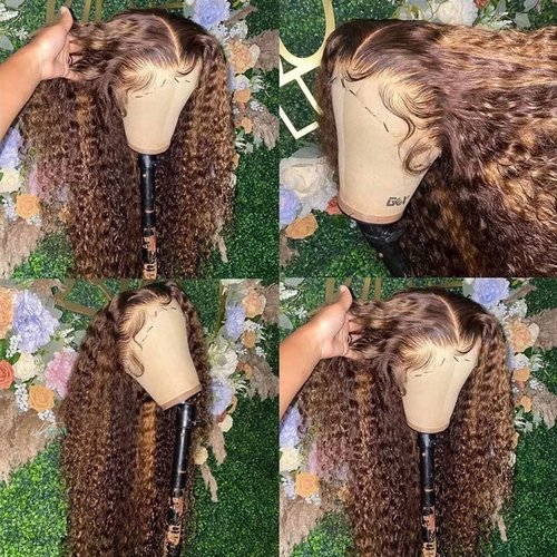 Hydtxc Chocolate Dark Brown P4/30 Deep Wave Lace Front Wigs Human Hair 200% Density Lace Frontal Closure 5X5 Lace Front Human Hair Wigs Pre Plucked For Black Women