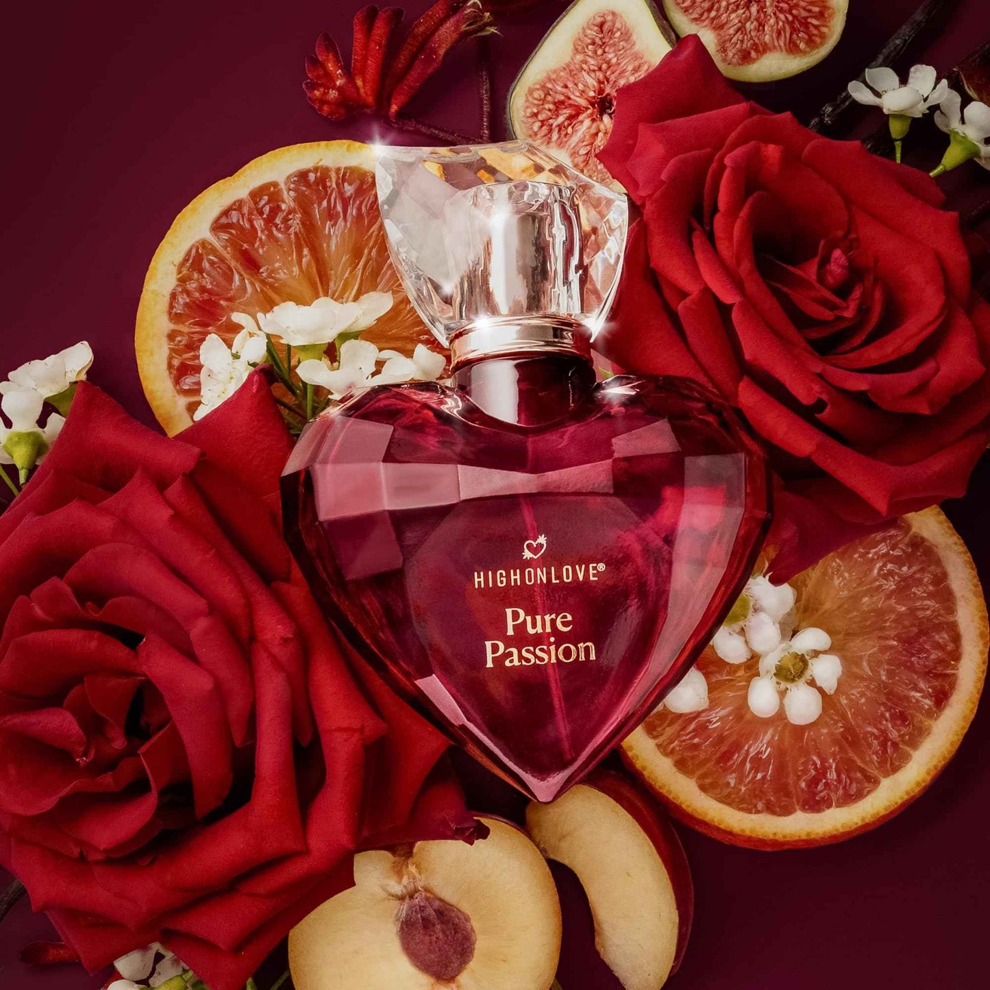 HIGHONLOVE Pure Passion Perfume - Floral, Fruity Fragrance for Women with Notes of Bitter Orange, Damson Plum, Jasmine, Rose & Vanilla - Crafted with Clean Ingredients by High On Love (80 ml)