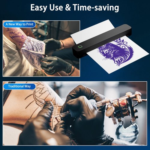 Tattoo Stencil Printer, Bluetooth Tattoo Printer with Super Slime Design,Portable Tattoo Machine, Compatible with Android, iOS, Windows, MacOS, Support Mobile & PC