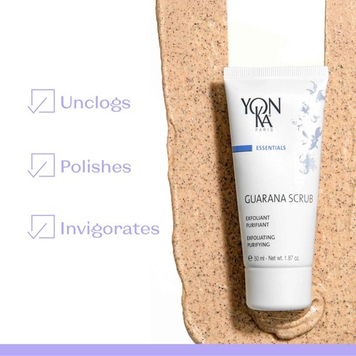 Yon-Ka Gel Nettoyant, Guarana Scrub Set | Gentle Foaming Face Wash and Makeup Remover | Facial Exfoliator and Detoxifying Scrub | Normal and Acne Prone Skin | Set of 2, 6.76 fl oz and 1.87 oz