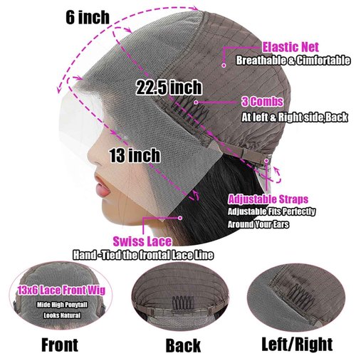 SkyGrow 13x6 Body Wave Lace Front Wigs Human Hair Wig 250 Density 15A Raw HD Lace Frontal Human Hair Wigs for Women 24 inch