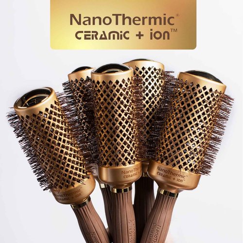 Olivia Garden NanoThermic Ceramic + Ion Round Thermal Hair Brush - Not Electrical - Professional Blowout Brush for Normal to Thick Hair - 1" to 2 1/8" - Diameter Barrel - NT-54, 44, 34, 24