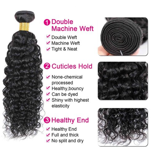 Viyaviya 10A Brazilian Virgin Natural Water Wave Human Hair 1 Bundles 24Inch 100g Brazilian Water Wave Hair Bundles 100% Unprocessed Virgin Remy Ocean Wave Hair Bundles Natural Color