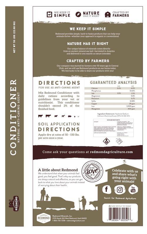 Redmond Natural Livestock Mineral Conditioner, 50 lbs