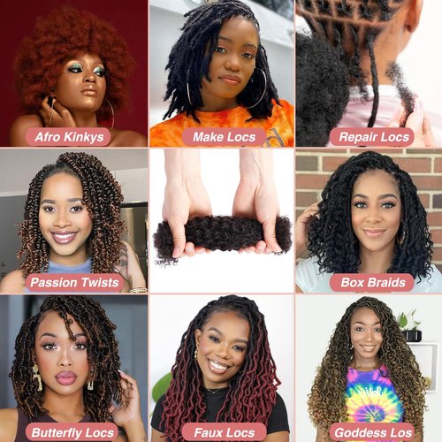 Afro Kinkys Bulk Human Hair for Braid Braiding Mini Twist Locs Dreadlock Extensions Afro Kinky-Curly Human Braiding Hair Bundles For Men Women Kids 14 Inch 4 Bulk 120g 1B Natural Black Easy to Install
