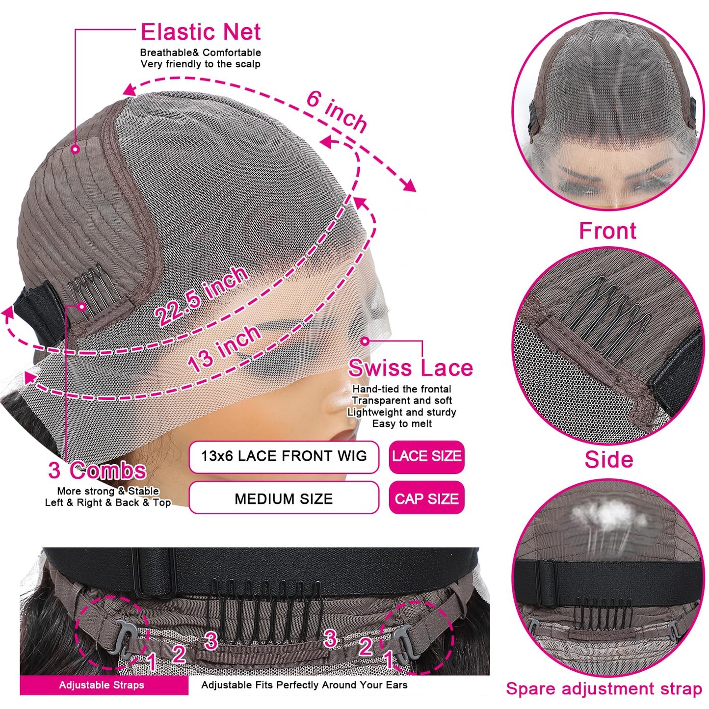 13X6 18inch 230%Density Natural Black Bob Wig Human Hair, Body Wave Wig Human Hair, Short Bob Lace Front Wigs Human Hair, Bob Wigs For Black Women, Pre Plucked With Baby Hair HD Transparent Lace