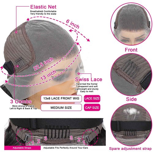 13X6 14inch 230%Density Natural Black Bob Wig Human Hair, Body Wave Wig Human Hair, Short Bob Lace Front Wigs Human Hair, Bob Wigs For Black Women, Pre Plucked With Baby Hair HD Transparent Lace