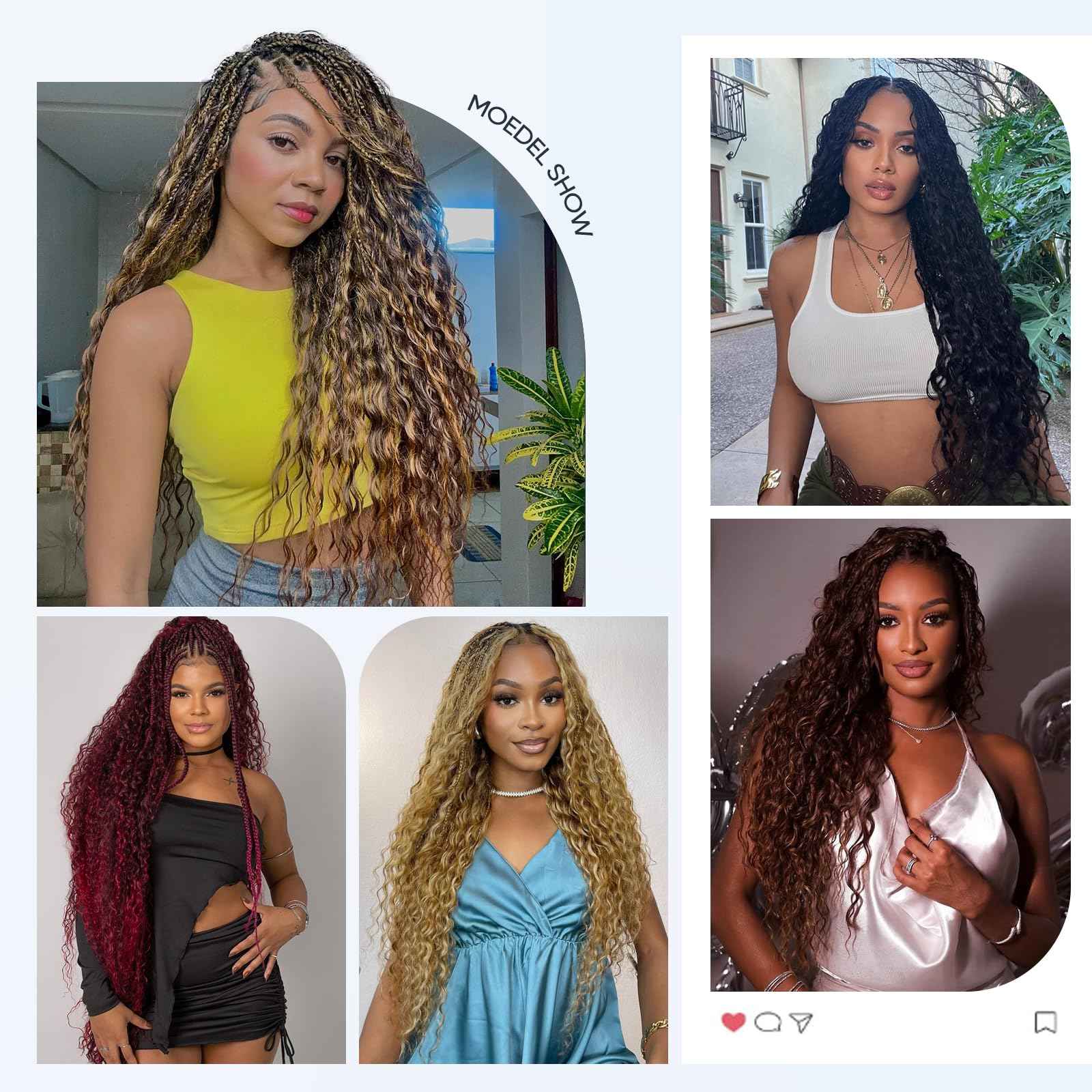Human Braiding Hair for Boho Braids,150g 20 inch 3 Bundles Highlight Deep Water Wave Bulk Boho Curly Human Hair Bundle for Braiding,4/27 Honey Blonde No Weft Wet and Wavy braiding Hair Extensions