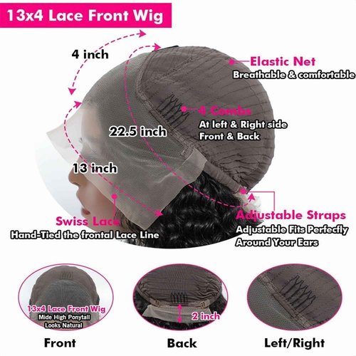 Short Curly Bob Wig Human Hair 13x4 Water Wave Bob Wigs 200 Density HD Transparent Lace Frontal Wigs Deep Wave Curly Bob Wig Hair 14 Inch