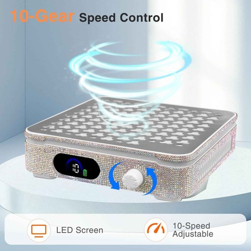 Rechargeable Nail Dust Collector, 10-Gear Powerful Cordless Nail Fan Dust Collector for Nails Vacuum Duster Professional Dust Collector for Nail Tech