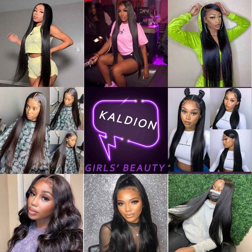 bunGiol 30 inch Lace Front Wig Straight Lace Frontal Wigs Pre Plucked with Baby Hair 180% Density 13X4 Brazilian Virgin Human Hair Wigs for Black Women Natural Black Color