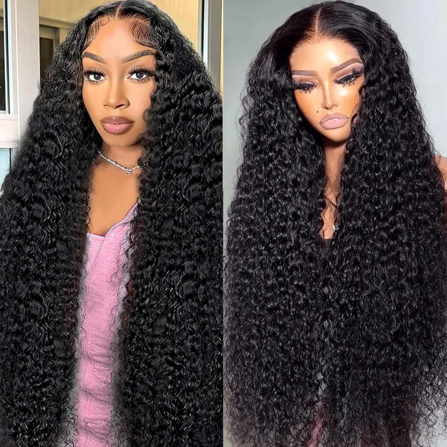 Niu Mei 30 Inch Deep Wave Lace Front Wigs Human Hair 210 density 13x6 HD Transparent Lace Front Wigs Human Hair Glueless Wigs Human Hair Pre Plucked Deep Curly Human Hair Wig for Women