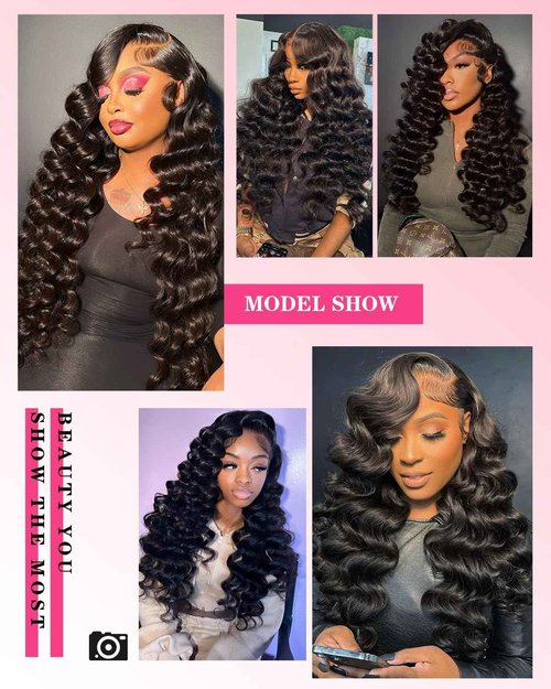 Loose Wave Bundles Human Hair with 5x5 Closure, (18 20 22+16) 12A 100% Real Human Hair Loose Deep Wave Bundles with HD lace Closure Unprocessed Brazilian Virgin Human Hair Extension Natural Color