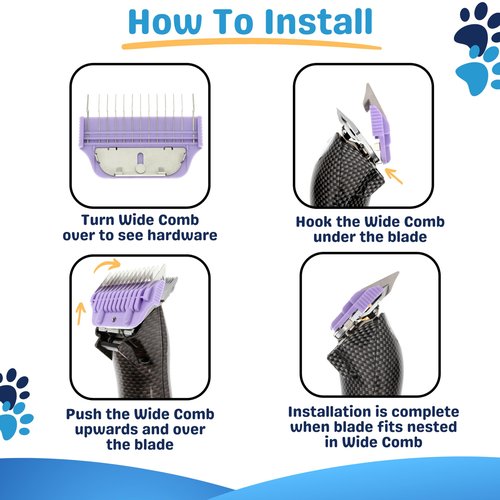 22mm 25mm 32mm 38mm Wide Clipper Guard Attachment Set for A5 Series Clippers| Stainless Steel Blade for Professional Dog Groomers| Snap-On/Off Design Wide Guard Combs for Dog Grooming