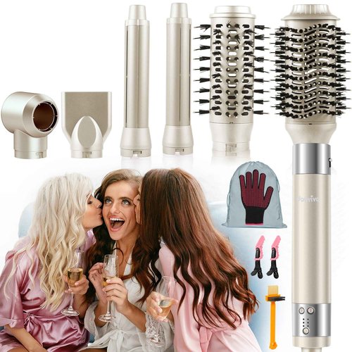 6-in-1 Ionic Hair Dryer Brush, Hot Air Styler 110,000 RPM High-Speed Frizz-Free Auto Wrap Curlers, Blow Dryer Multi Air Styler Wrap for Fast Drying Straightening Volumizing Curling Styling