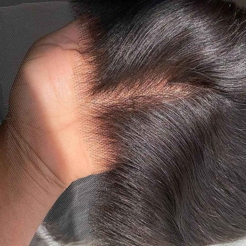 VINOVILLO 13x6 Skinlike Real HD Lace Frontal Only Straight Ultra Thin Invisible Lace Virgin Human Hair Front Pre Plucked Natural Hairline Sew In Frontal Closure Piece 18 Inch Natural Black
