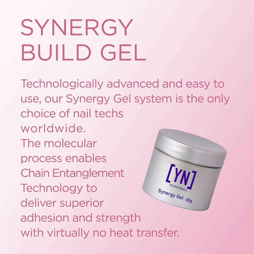 Young Nails Synergy Gel System, Building Gel - Hard Builder Gel, Superior Adhesion & Strength, Structured Nail Gel Builder - Build Gel, Clear, 60g