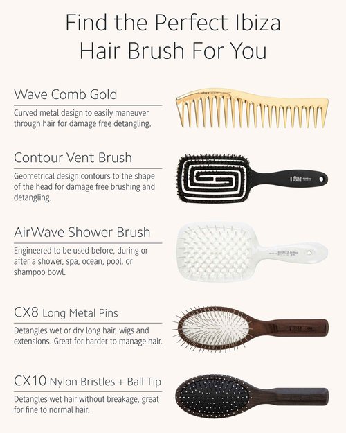 Ibiza Hair Professional Wave Detangling Comb (Gold), Wide Spaced Teeth Preserve Curl & Definition, Pain Free Hair Accessories for Women & Girls, Durable & Heat Resistant for Everyday Use