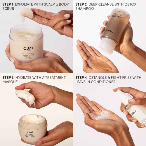 OUAI Detox Shampoo & Medium Hair Conditioner Bundle - Clarifying Shampoo for Build Up, Dirt, Oil, Product and Hard Water & Hydrating Conditioner for Medium Hair (2 Count)