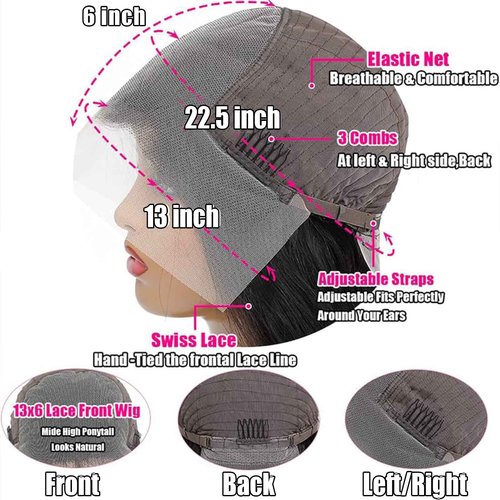 Tyiu 20 Inch Deep Wave Lace Front Wigs Human Hair Wigs for Women 13x6 Deep Curly Lace Frontal Wigs Human Hair 250 Density HD Lace Front Wigs Human Hair Pre Plucked with Baby Hair