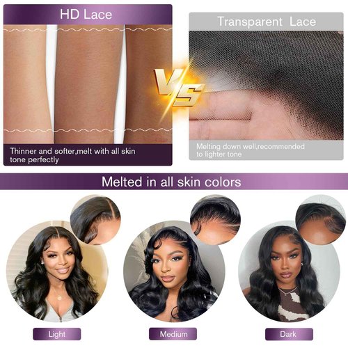 VNFM 32inch 13x6 Body Wave Lace Front Wigs Human Hair 180 Density HD Lace Frontal Wigs Human Hair Pre Plucked Human hair Wig for Women Natural Black