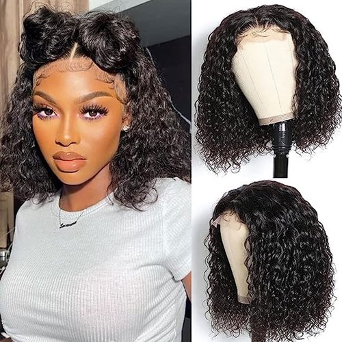 Venice Hair 13x6 Lace Front Human Hair Wigs for Black Women Virgin Curly Human Hair Wigs Short Lace Frontal Wig Pre Plucked with Baby Hair (14 inch, 150% density)