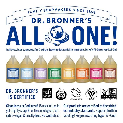 Dr. Bronner's Pure-Castile Magic Soap Liquid (Baby Unscented, 1 Gallon) – Made with Regenerative Organic Certified Oils- For Sensitive Skin, Babies, Face, Hair, Laundry, Dishes, Hand Soap & Body Wash