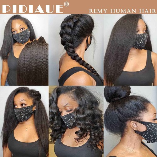 PIDIAUE Kinky Straight Bundles Human Hair Weave Yaki Straight Bundles 12 14 16 inch Remy Hair 12a 100% Unprocessed Brazilian Virgin Hair Natural Color
