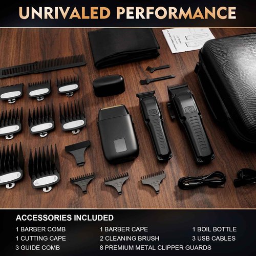 QREEYX Professional Hair Clipper for Men, 3 in 1 Hair Clipper Beard Trimmer and Electric Foil Shaver Set with LED Display, Cordless Grooming Kit for Home, Travel, Barber, Ideal Gift for Him